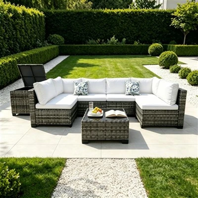 Rattan-Eckset mit Stauraum