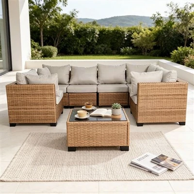 Outdoor-Stuhl-Set aus Korbgeflecht